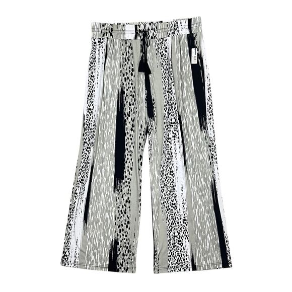 NWT New Directions Black, Tan and White Tie Waist Wide Leg Pants Size XL - Picture 1 of 5
